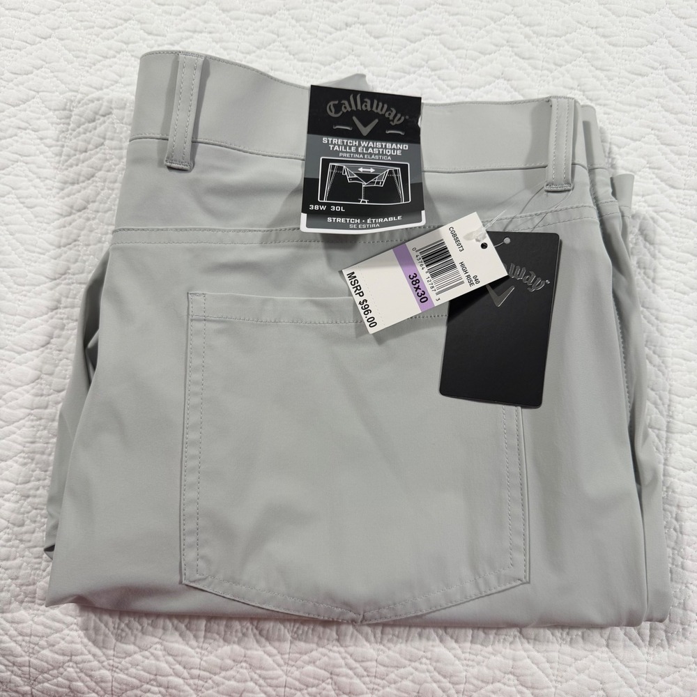 Callaway Golf Pants High Rise Mens 38x30 Gray Polyamide Elastane Stretch NWT